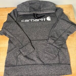 Carhartt Heather Gray Logo Hoodie Sweatshirt Women's Size S Fleece Lined